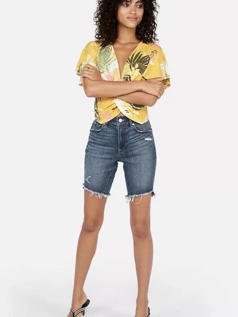 Express One Eleven Tropical Twist Front Top ~ Size: Medium